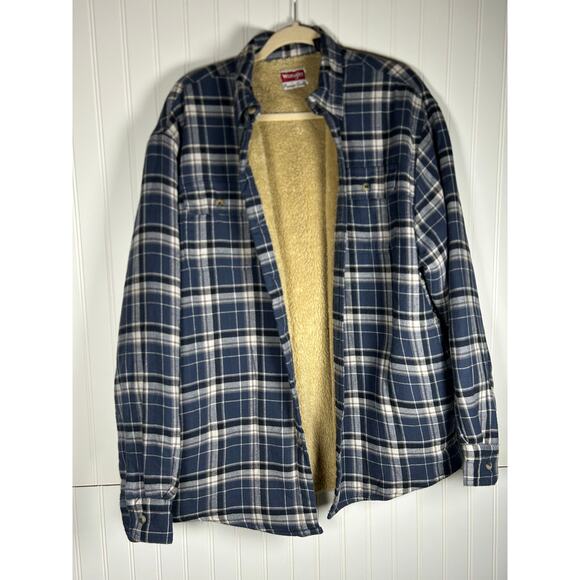 Wrangler MEN'S HEAVYWEIGHT SHERPA LINED PLAID SHIRT JACKET fall outdoor Sz L - Picture 1 of 9